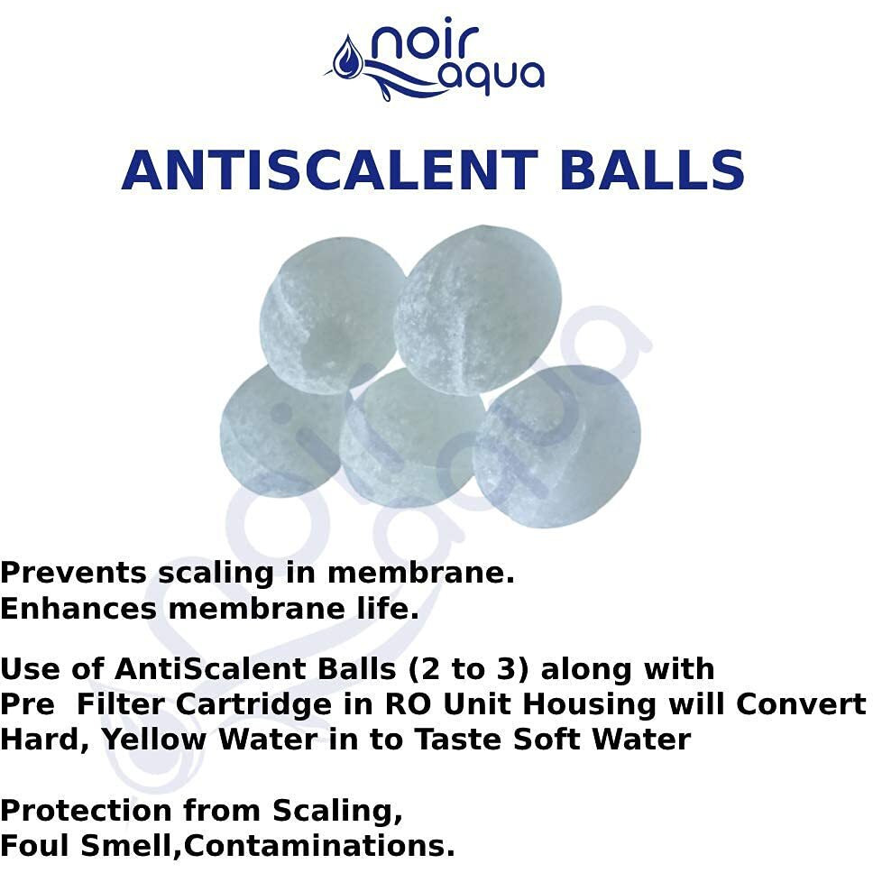 Noir Aqua 5pcs PP Spun Filter + 1 Spanner with 5pcs Antiscalant Balls for All Types of RO Water purifiers - RO Spun Filter Cartridge Sponge Replacement Water Filter Candle