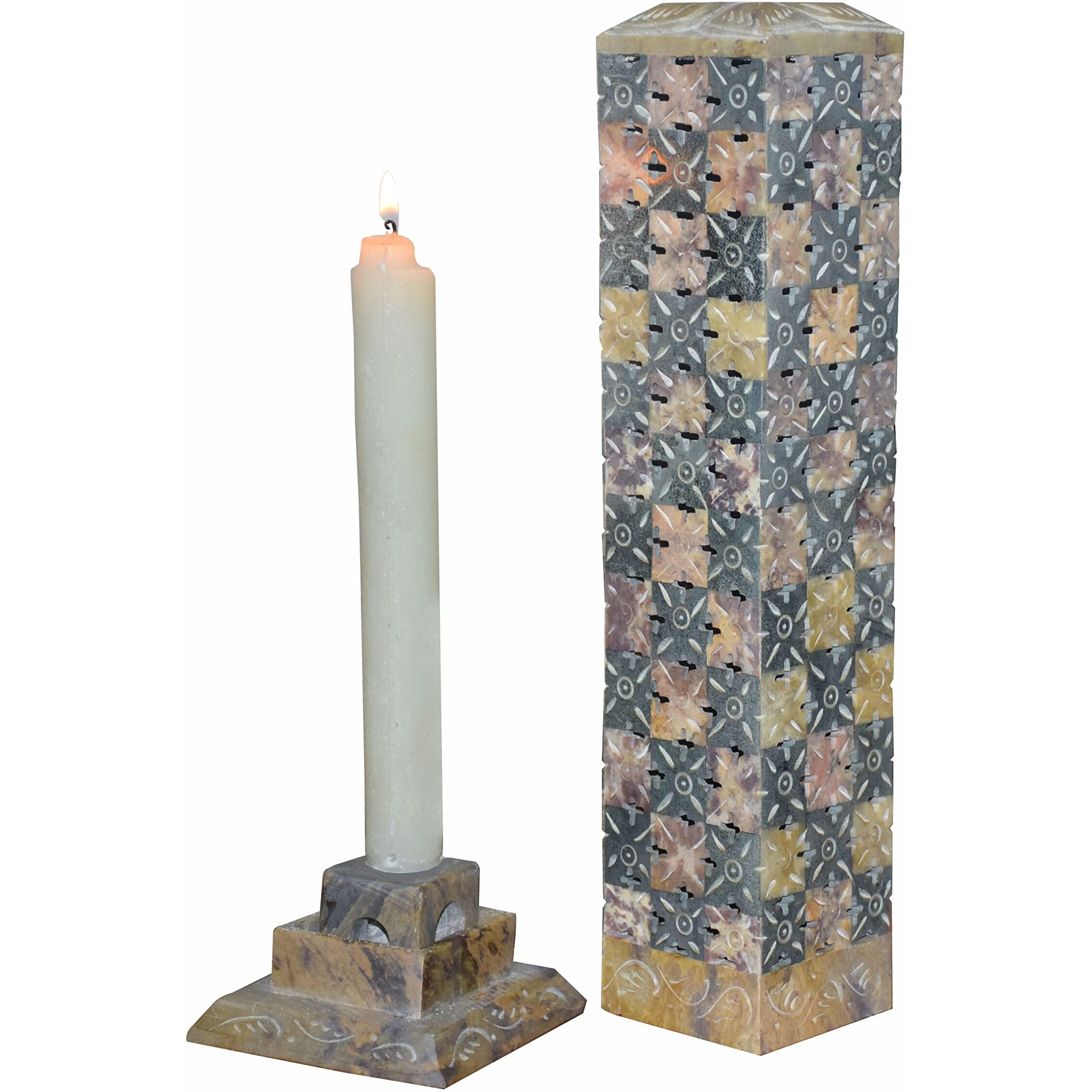 Pure Source India Soapstone Marble Hand Carved Incense Holder | Agarbatti Stand | Candle Burner | Tea Light Holder Big Size