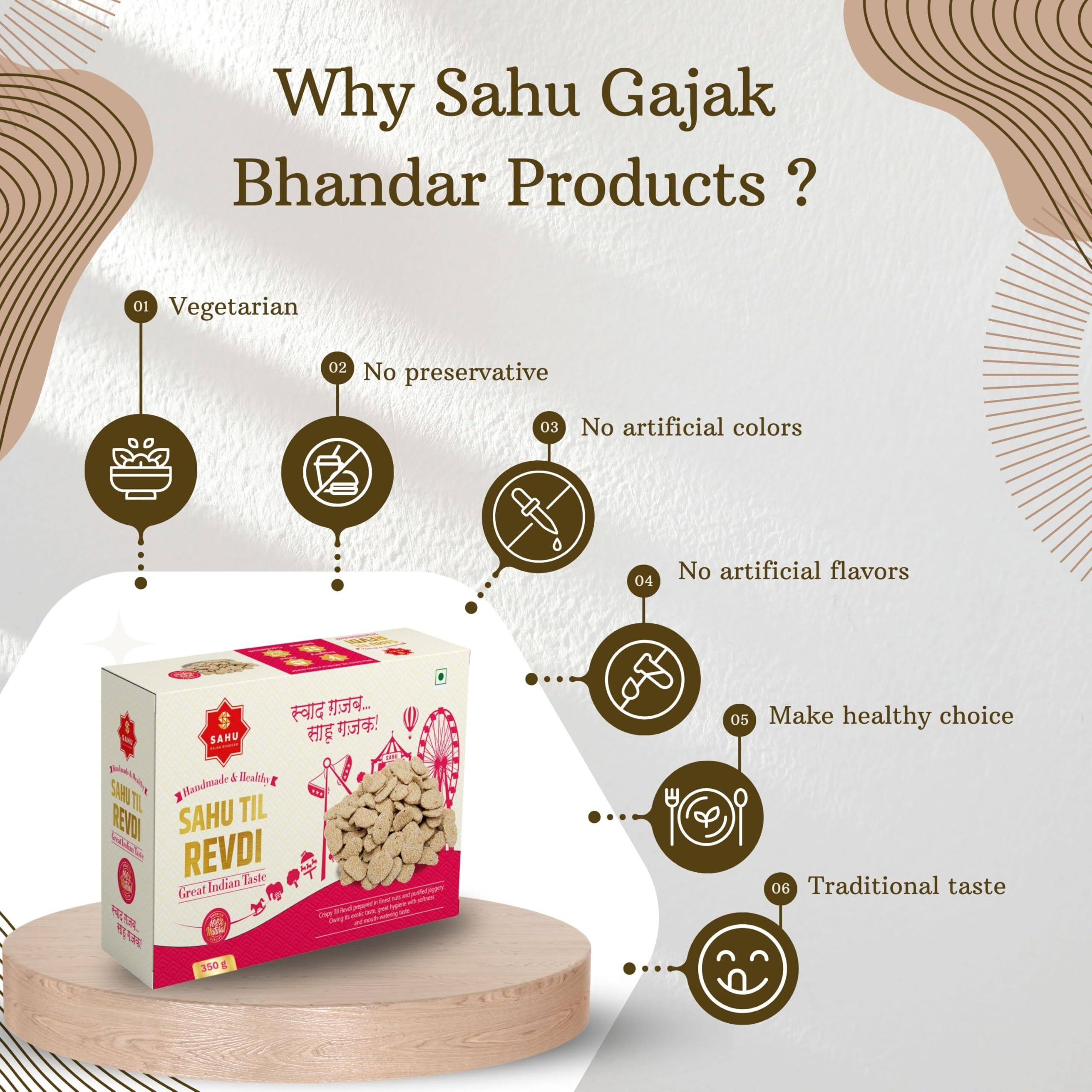 SAHU GAJAK BHANDAR Gur Rewadi 350 Gm | Rewdi Sweet | Gur ki Rewari | Gazak Candy | Revdi | Revri Gajjak | Gachak | Sweets Indian Mithai