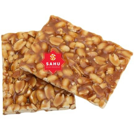 SAHU GAJAK BHANDAR Chikki 600g Mungfali Gazak | Chikkis Jaggery | Crunchy Sweet Peanut Bar | Groundnut Mittai | Traditional Indian Chiki Sweets | No Preservative and Liquid Glucose