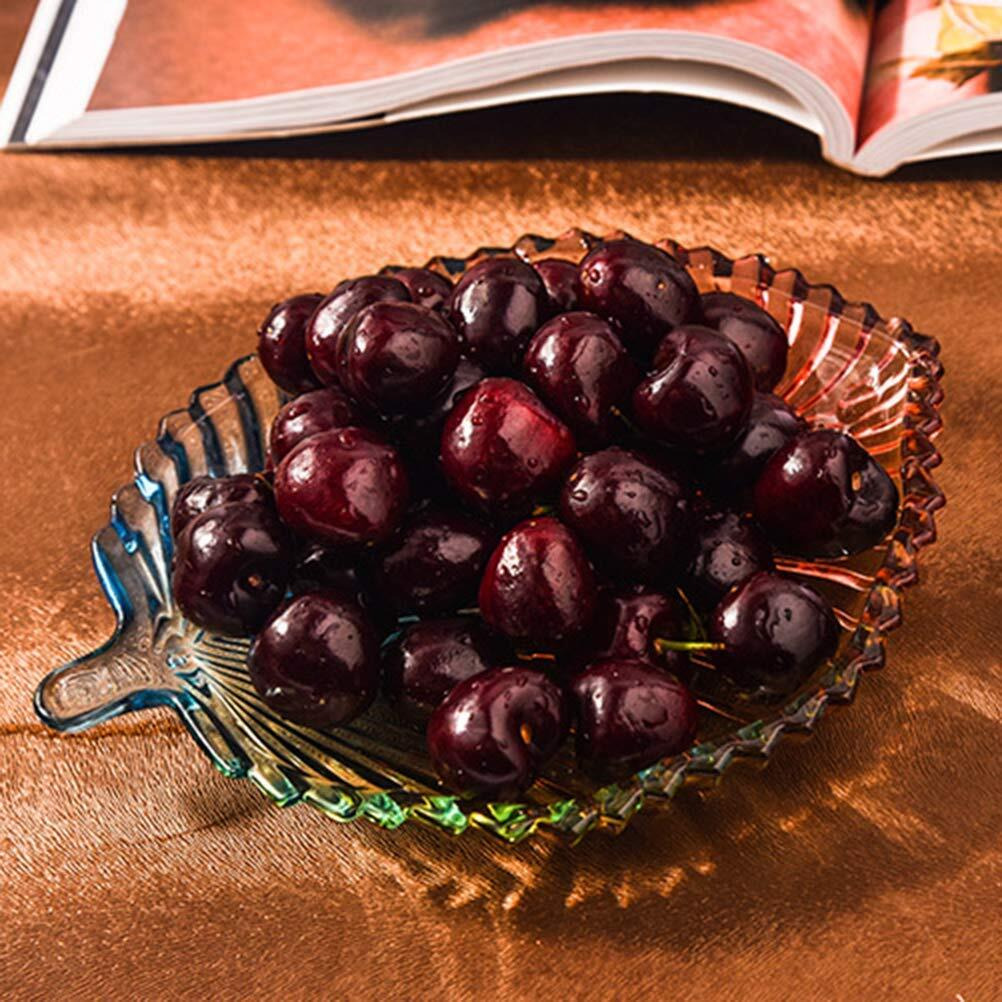 Kosh Stylish Modern Elegant Transparent Crystal Lightweight Durable Glass 20 cm Leaf Plate for Serving Dry Fruits, Snacks, Candy Ice Cream Sweets and Decoration - (Leaf Plate -1 PC)