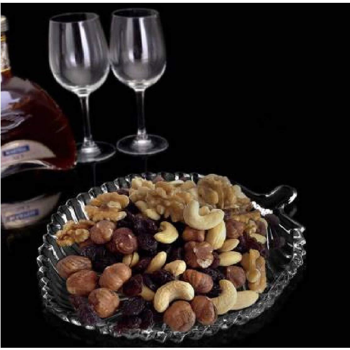 Kosh Stylish Modern Elegant Transparent Crystal Lightweight Durable Glass 20 cm Leaf Plate for Serving Dry Fruits, Snacks, Candy Ice Cream Sweets and Decoration - (Leaf Plate -1 PC)