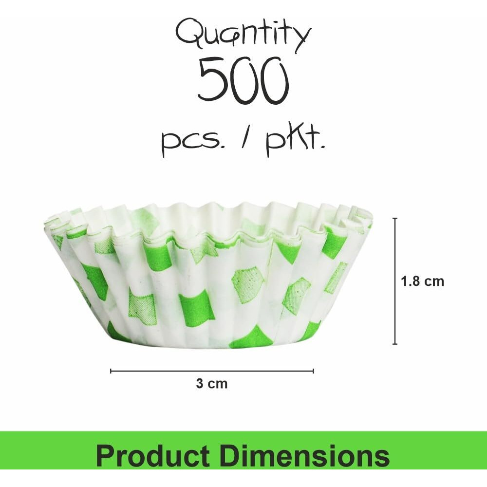 Inditradition Paper Cupcake Liners, Paper Baking Cups for Muffins, Cakes, Laddu Sweets Packing - Pack of 500 Cups, Multicolour (Small, 30x18 mm)