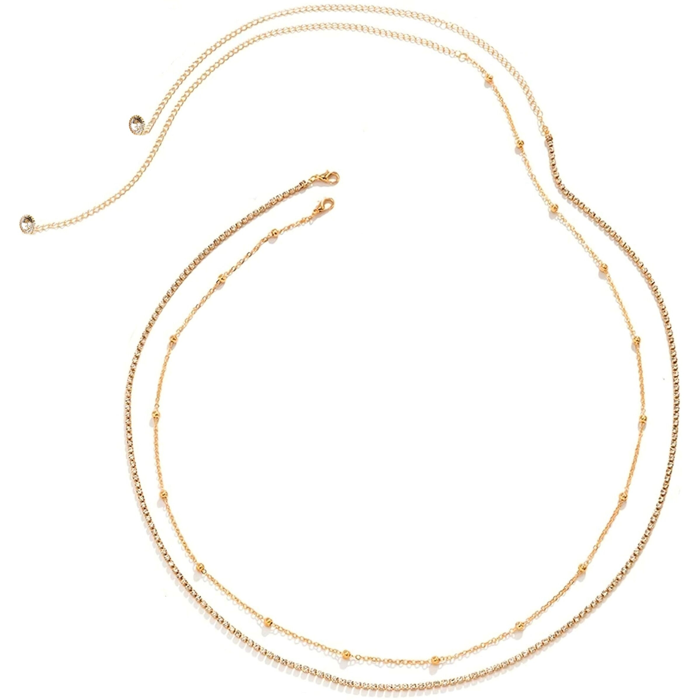 VAMA FASHIONS Sexy Stone Hip Belly Chain Saree Waist belt karddhani vaddanam Bikni Kamarbandh Body Kamarchain Kamarband for women Girls (Golden Kamar waist chain)