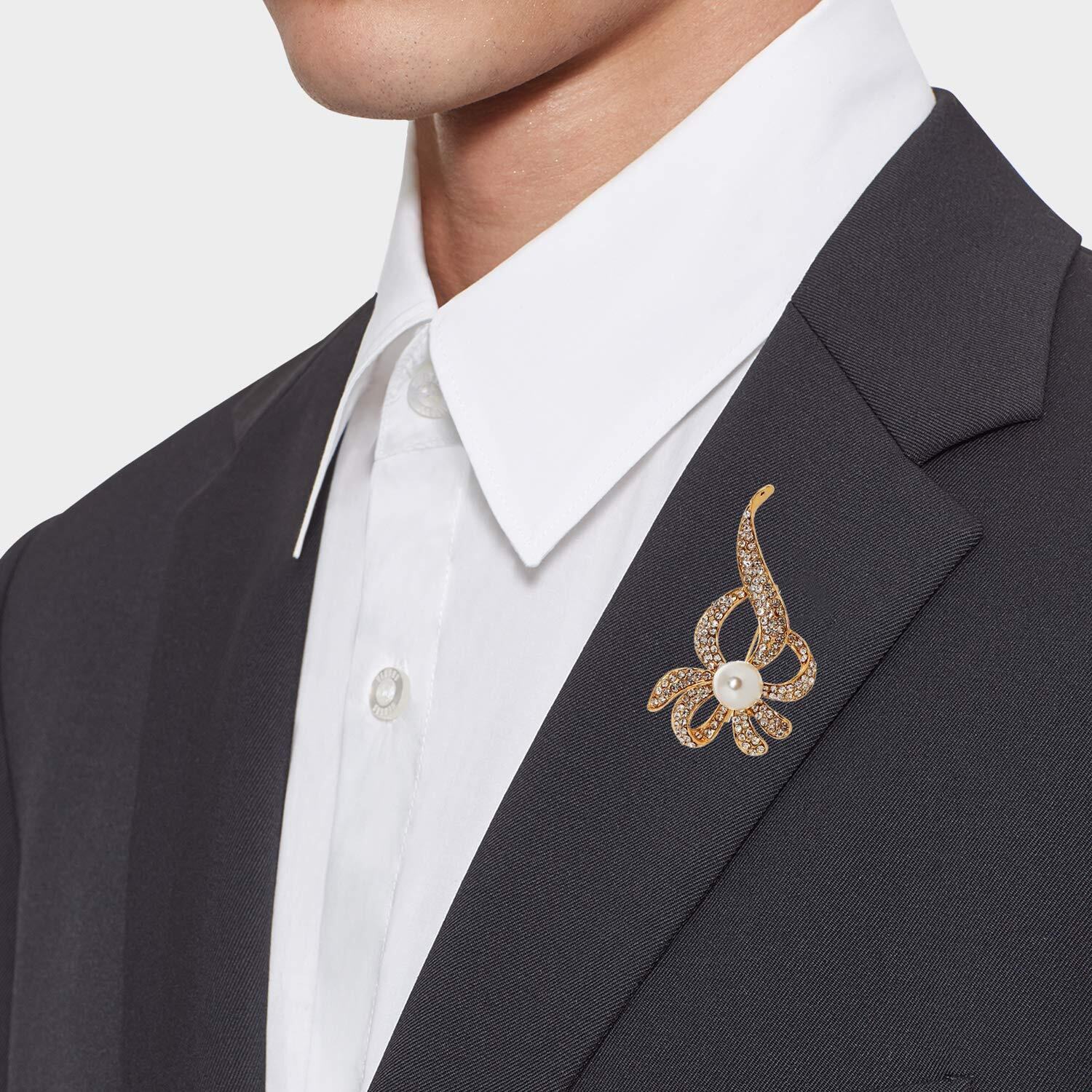 Lucky Jewellery Designer Black Color Stone Brooch For Men & Women (150-CHOS-LJ629-BL)