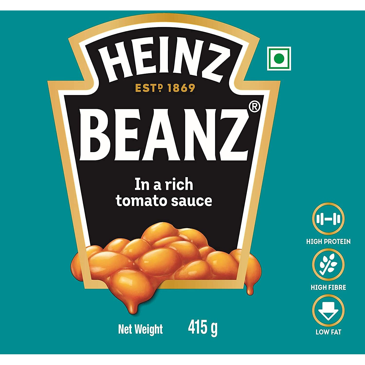 Heinz Beanz Baked Beans in Rich Tomato Sauce (Pack of 2), 415g