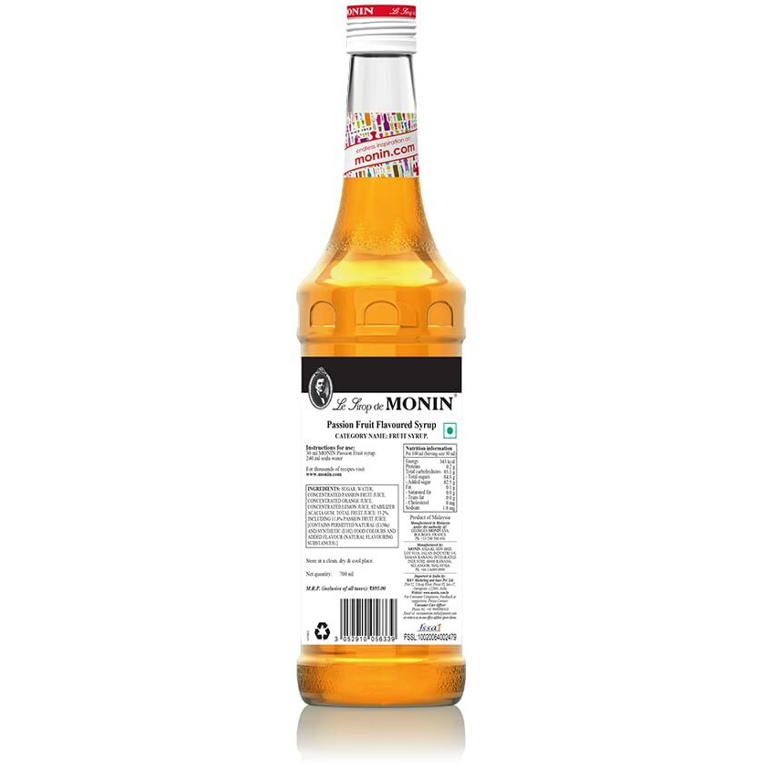 Monin Passion Fruit Syrup, 23.66 fl oz / 700 ml