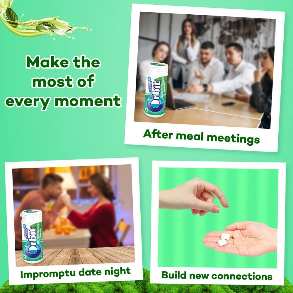 Orbit Spearmint Sugar Free Chewing Gum, Chewing Gums for Clean and Healthy Teeth, Pocket-Friendly & Easy to Carry Tube, Pack of 8, 22g