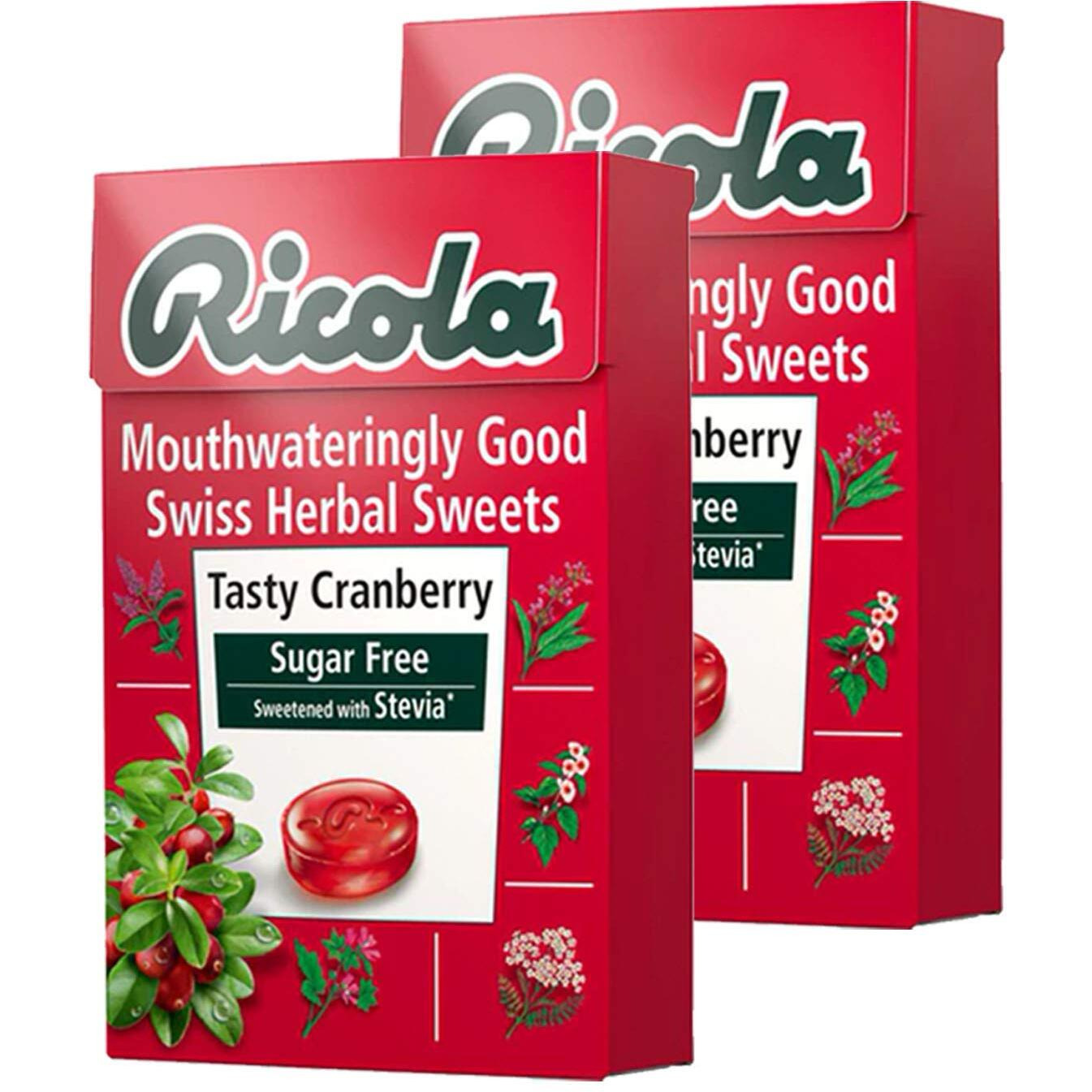 Ricola Tasty Cranberry Swiss Herb Lozenges Sugar Free Candy, 1.59 oz  45 g, 2 Pack