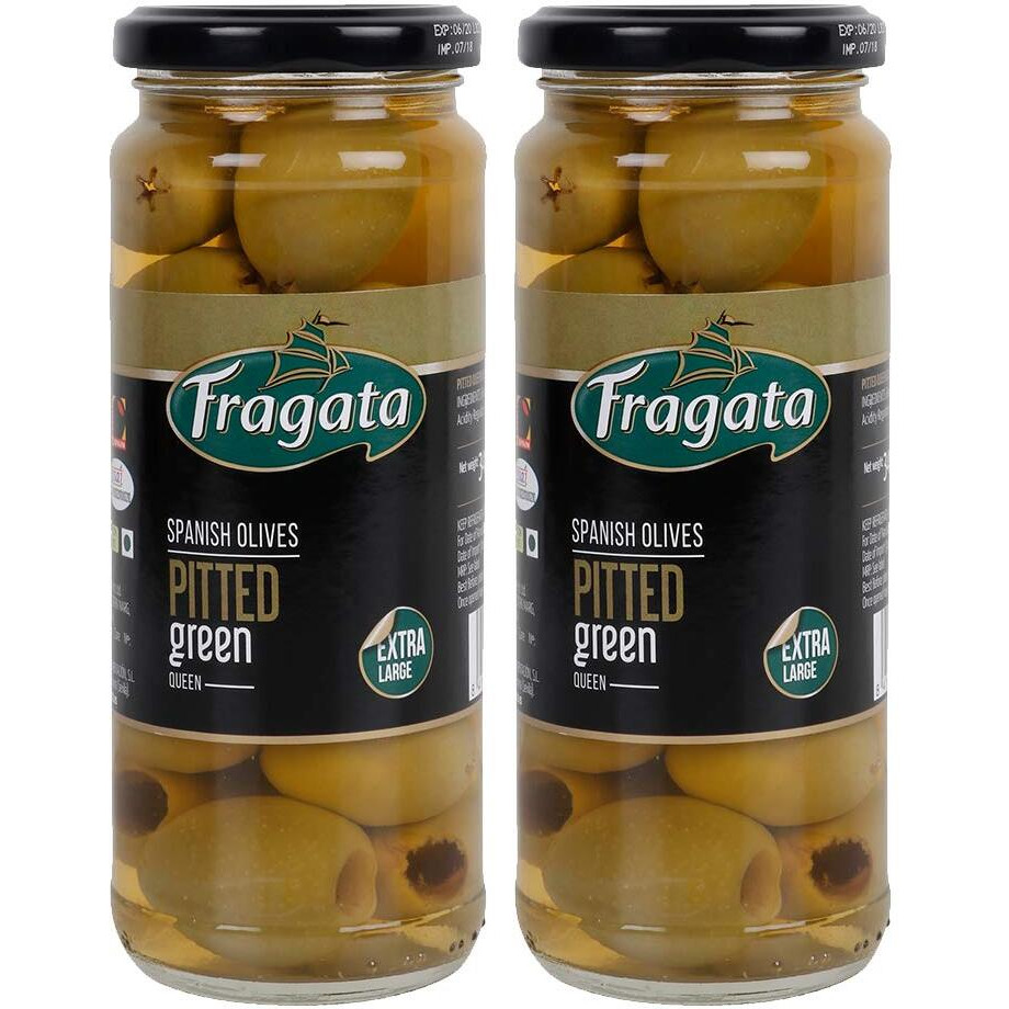 Fragata Pitted Green Olives Queen 340g (Pack of 2)