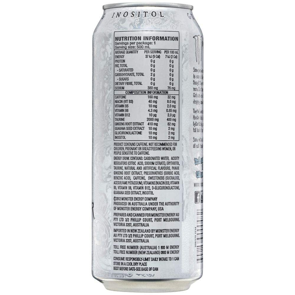 Monster Energy Chefsneed Ultra Zero Drink, (Pack Of 12 Cans X 500Ml Each), Vegetarian - Ultra Zero