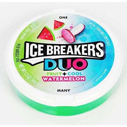 Ice Breakers Duo Fruit + Cool Sugar Free Mint, Watermelon, 2 X 42 Gram