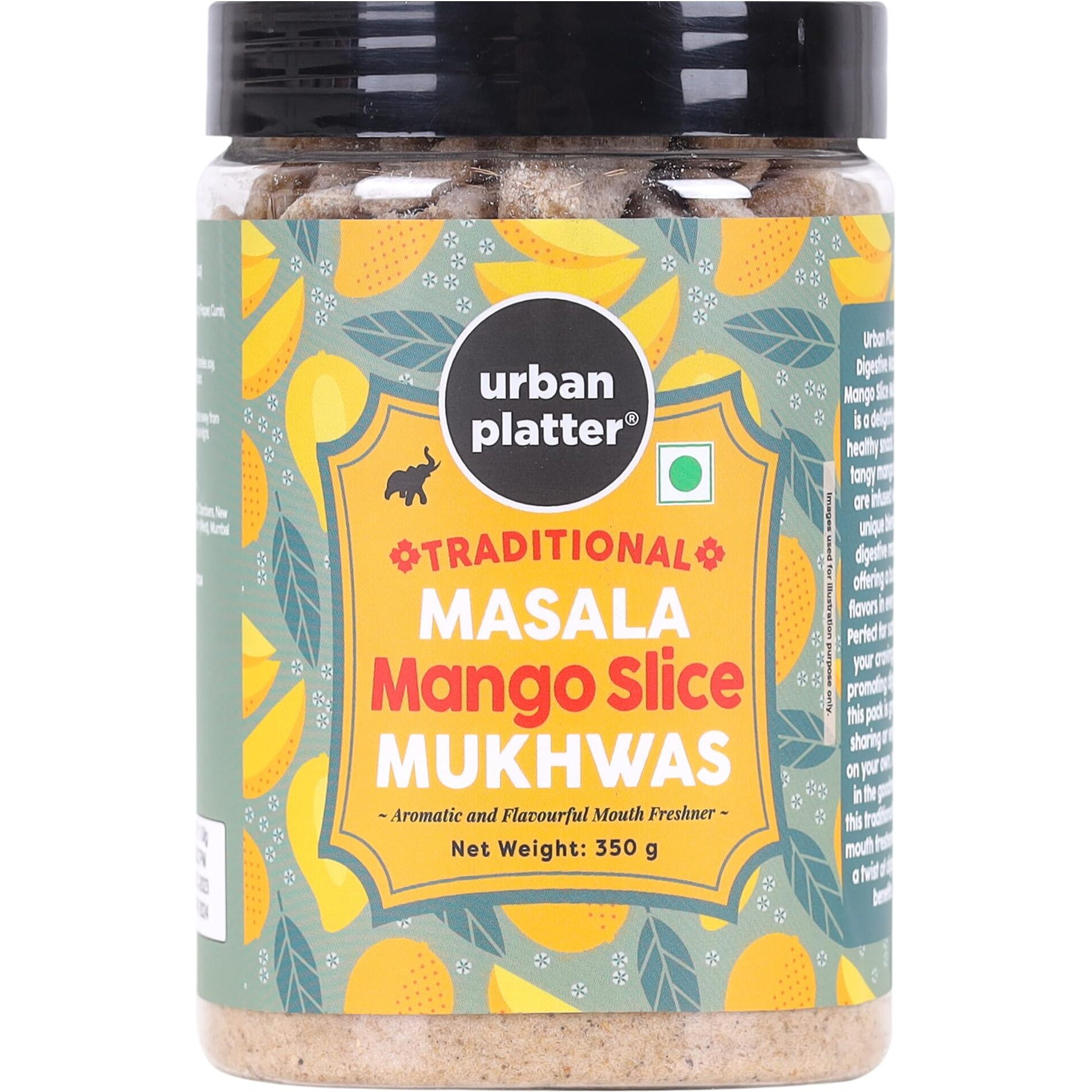 Urban Platter Digestive Masala Mango Slice Mukhwas, 350g / 12.3oz [Mouth Freshener, After-Meal Snack]