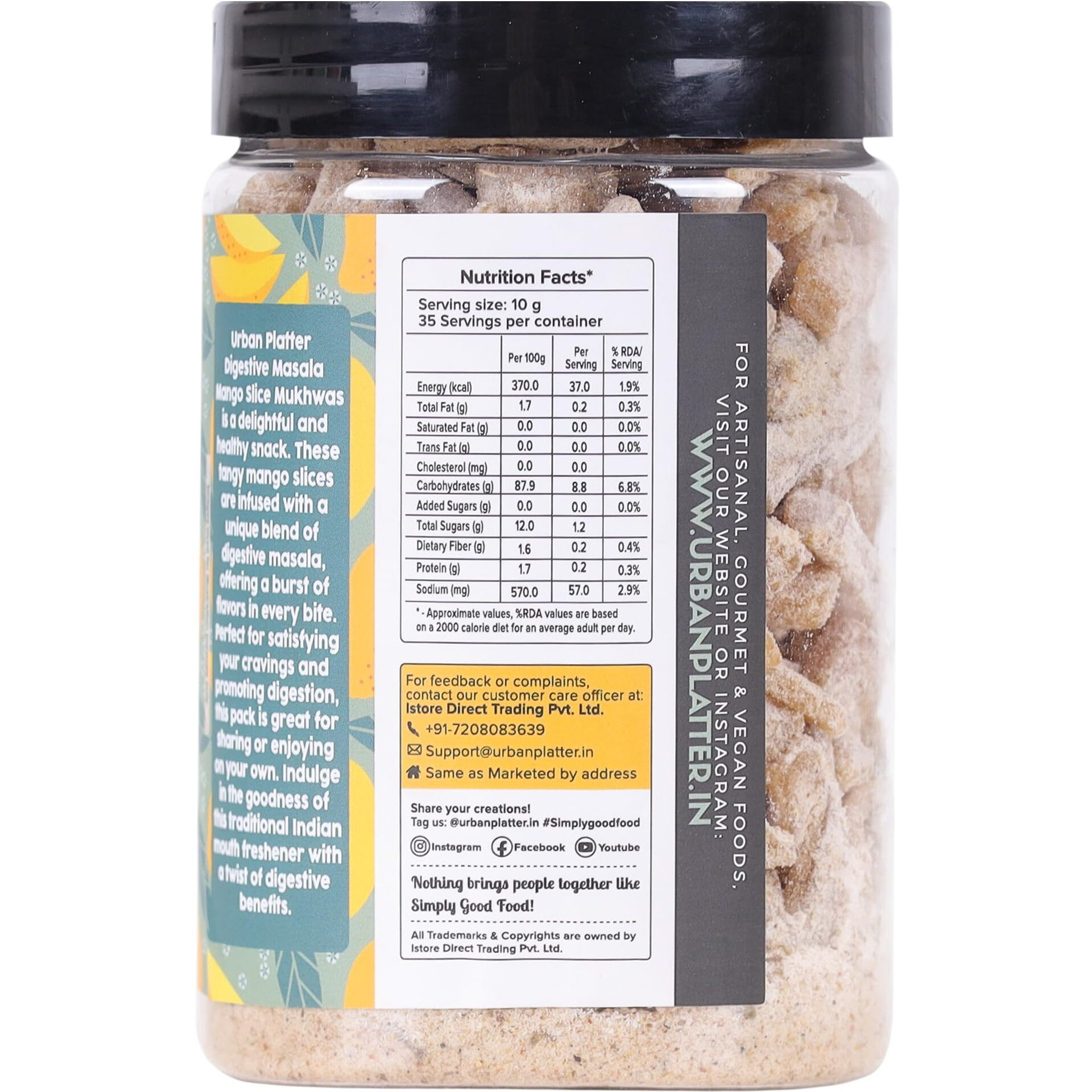 Urban Platter Digestive Masala Mango Slice Mukhwas, 350g / 12.3oz [Mouth Freshener, After-Meal Snack]
