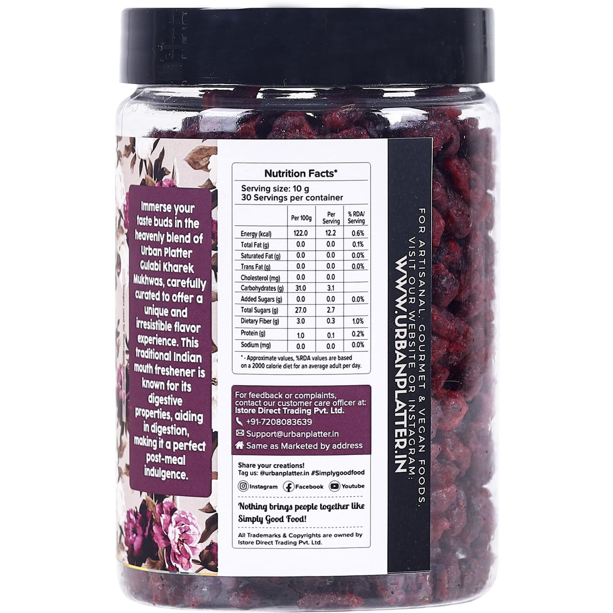 Urban Platter Gulabi Kharek Mukhwas, 300g / 10.58oz [Mouth Freshener, Digestive, After-Meal Snack]