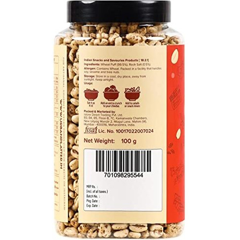 Urban Platter Salted Wheat Puff, 100g (Whole Grain, High in Protein, Lightly Salted, Oil Free, Kid Friendly)