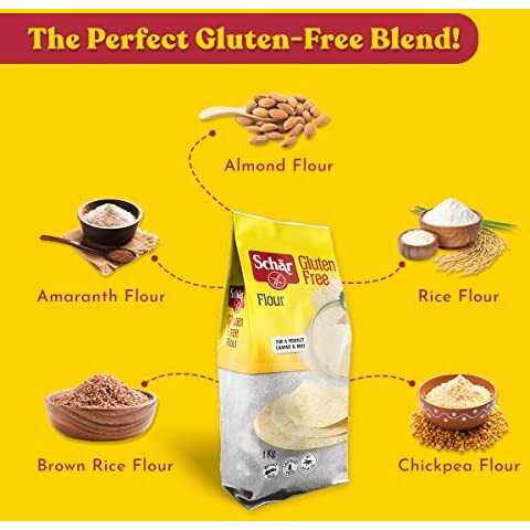 Dr. Schar Schar Gluten Free Flour/Atta | Healthy & Naturally | Mix of Grains Almond Flour, Amaranth Flour, Rice Flour & Chickpea Flour | 1KG