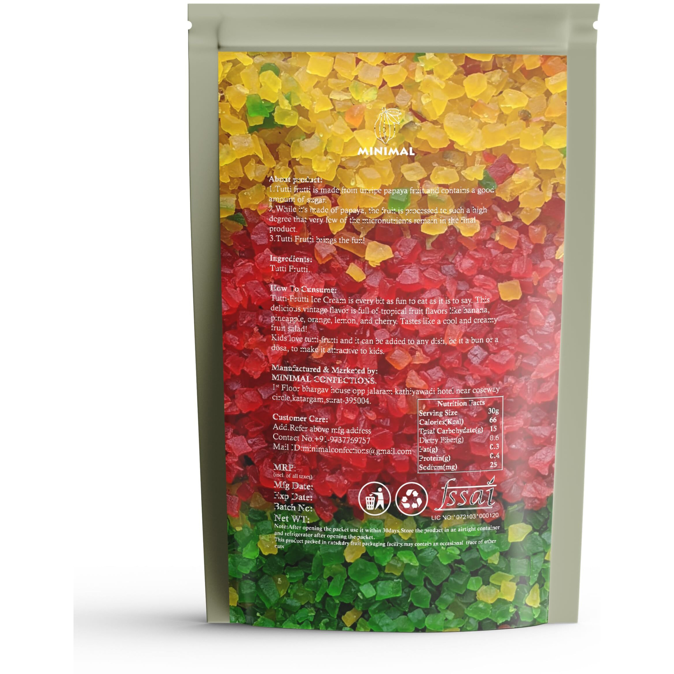 Minimal Tutti Frutti For Cake (Tutti Frutti Cherries),1kg