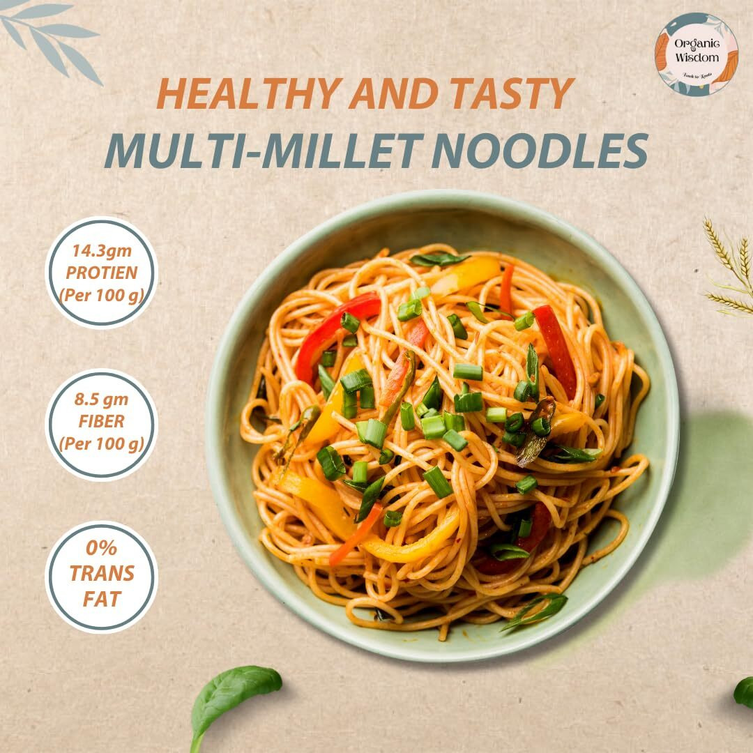 Organic Wisdom-Back to Roots - Back to Roots Multi Millet Noodles | 384 Gm (Contains 2 Packs)| Made with 8 Super Grains | Not Fried - Sun Dried | No Maida | No Msg |