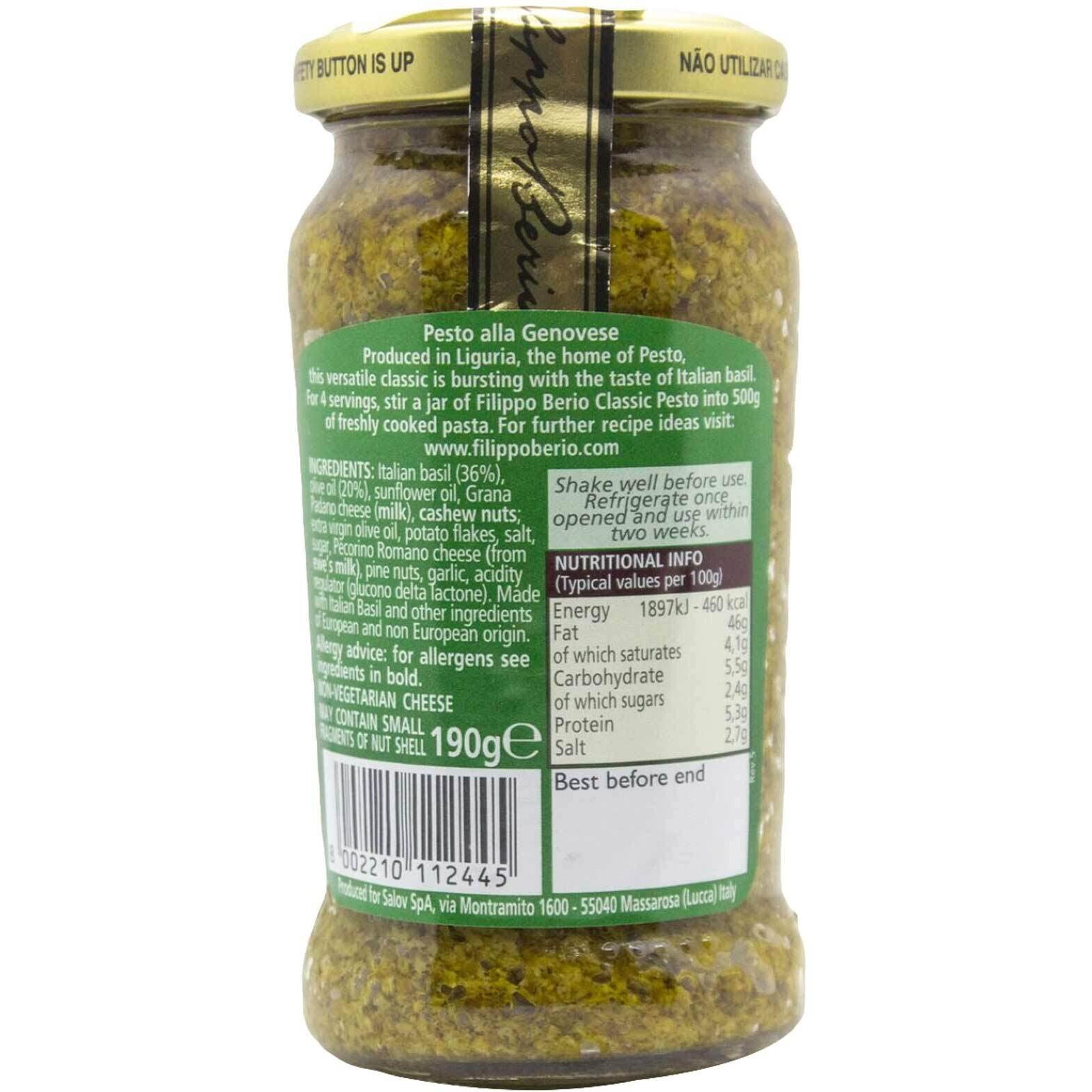 Filippo Berio Classic Pesto, 6.7 oz  190 g