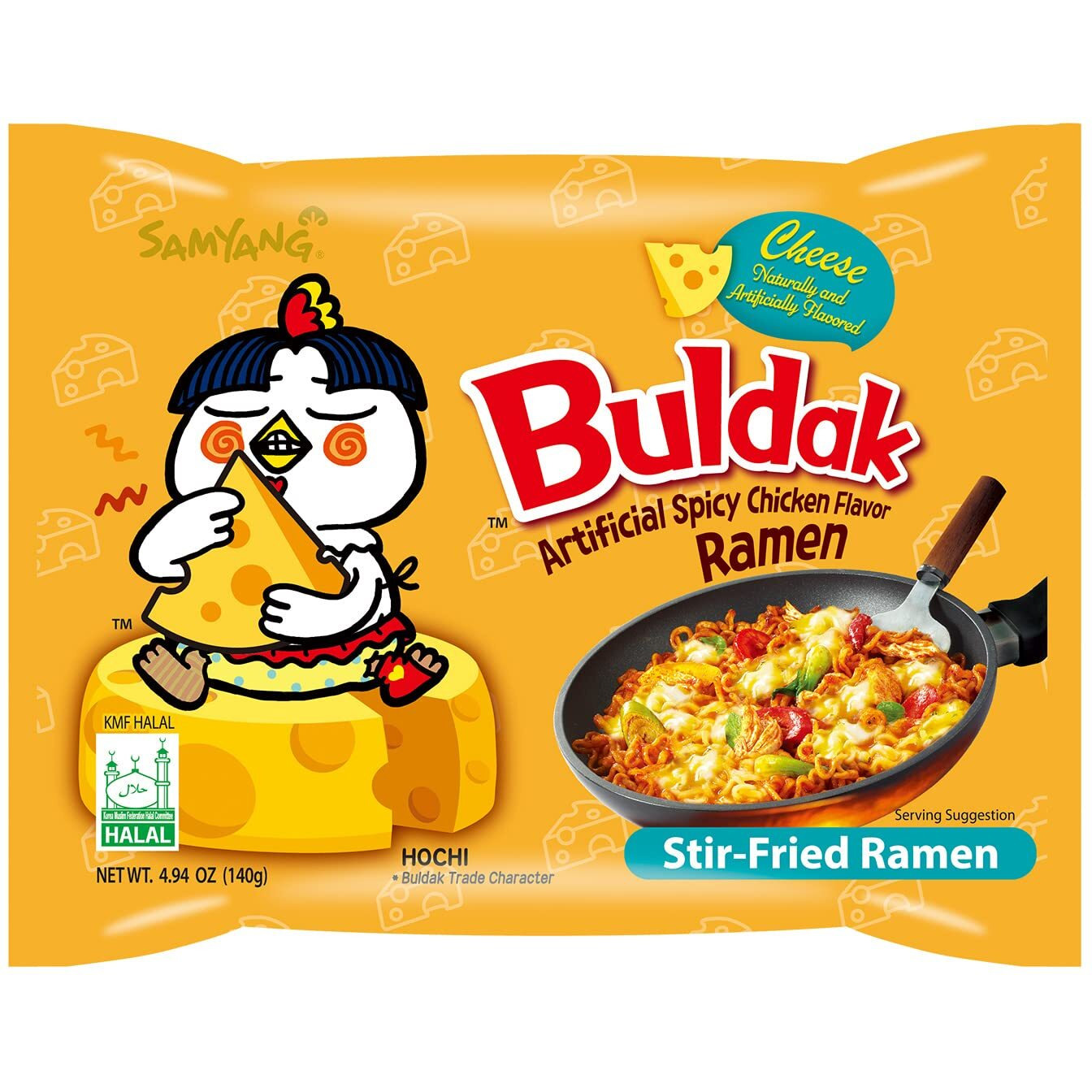Samyang Ramen Korean Noodles Hot / Mild / Stir Fries / Soups (Buldak Cheese, .5Pack), 4.93 Ounce (Pack of 5)