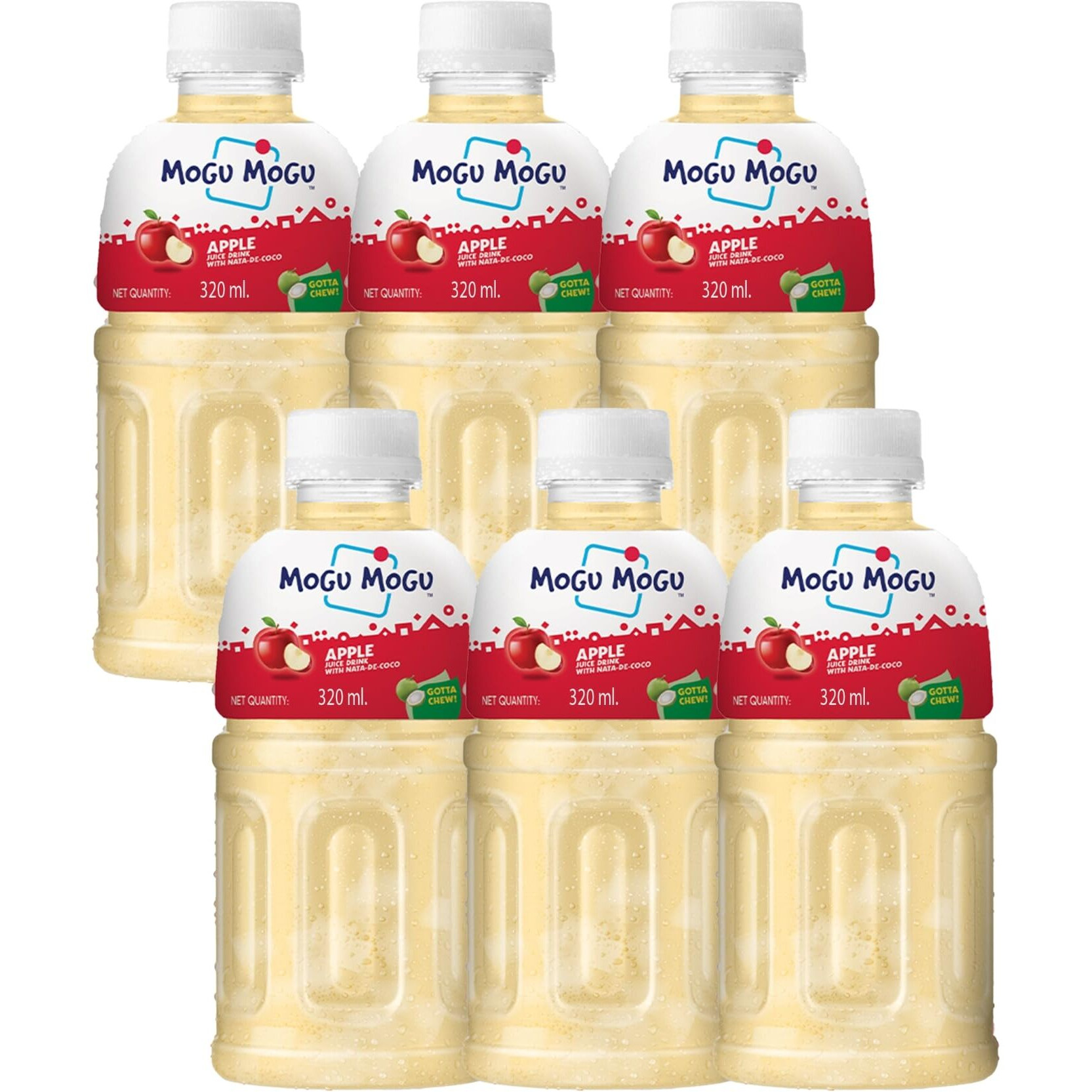 Mogu Mogu Apple Juice 25% with NATA De Coco (Pack of 6)