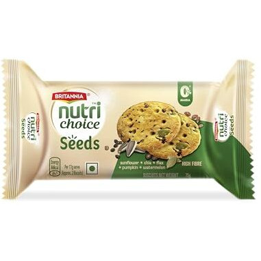 Britannia Nutri Choice Seeds Biscuits - 0% Maida, 15% Seeds, High Fibre, 75g
