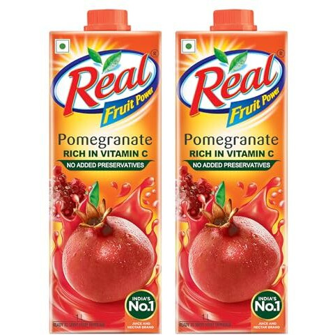 Real Pomegranate Fruit Juice -1L (Pack of 2) | Rich in Vitamin C | No Added Preservatives, No Artificial Colors & Flavours | Goodness of Best fruits | Daily Dose of Fruit Nutrition | Tasty, Refreshing & Energising Drink