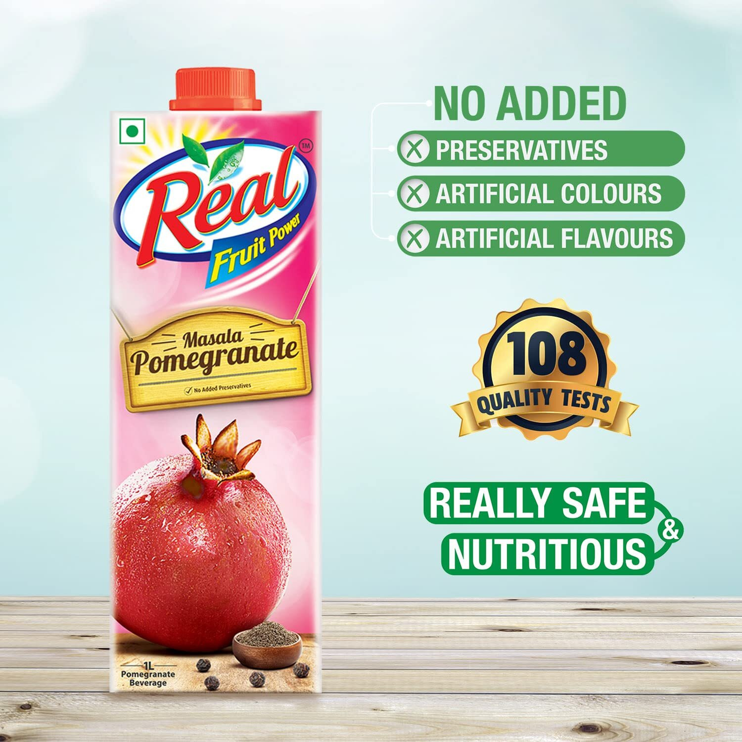 DABUR Real Fruit Juice, Masala Pomegranate, 1L Box (Pack Of 2)