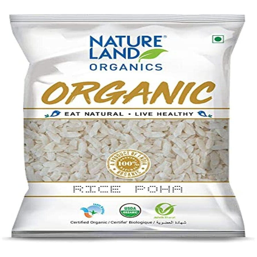 Natureland Organics Rice Poha 500 Gm - Organic Healthy Poha