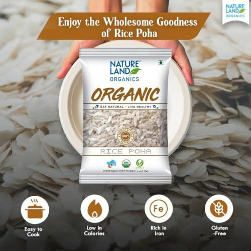 Natureland Organics Rice Poha 500 Gm - Organic Healthy Poha