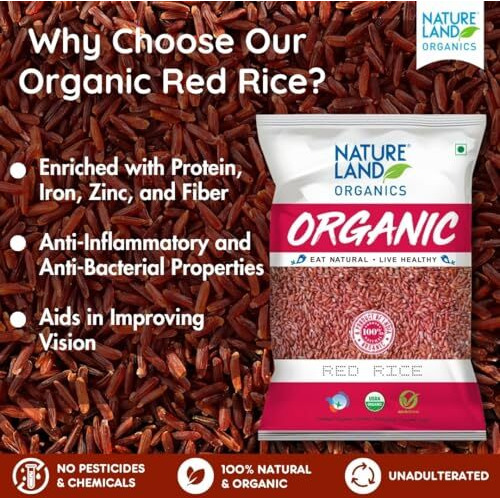 Natureland Organics Red Rice 1 Kg - Organic Rice