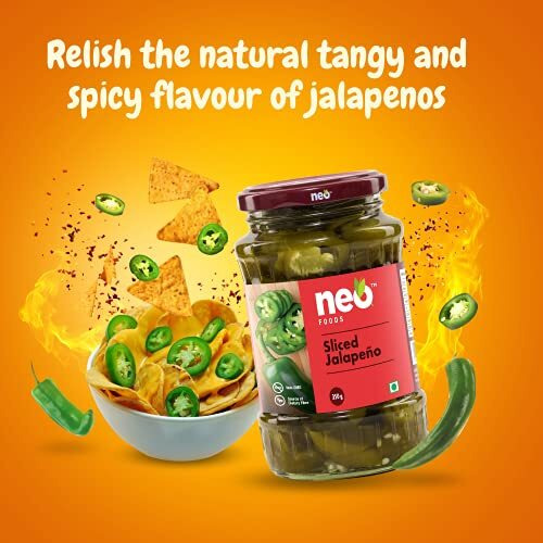 Neo Sliced Jalapenos 350g I Ready-to-Eat, Fibre-Rich l Pickled Jalapenos l Enjoy as topping for Pizza, Pasta, Salads, Burger & Wraps l Non-GMO, 100% Vegan (Pack of 1)