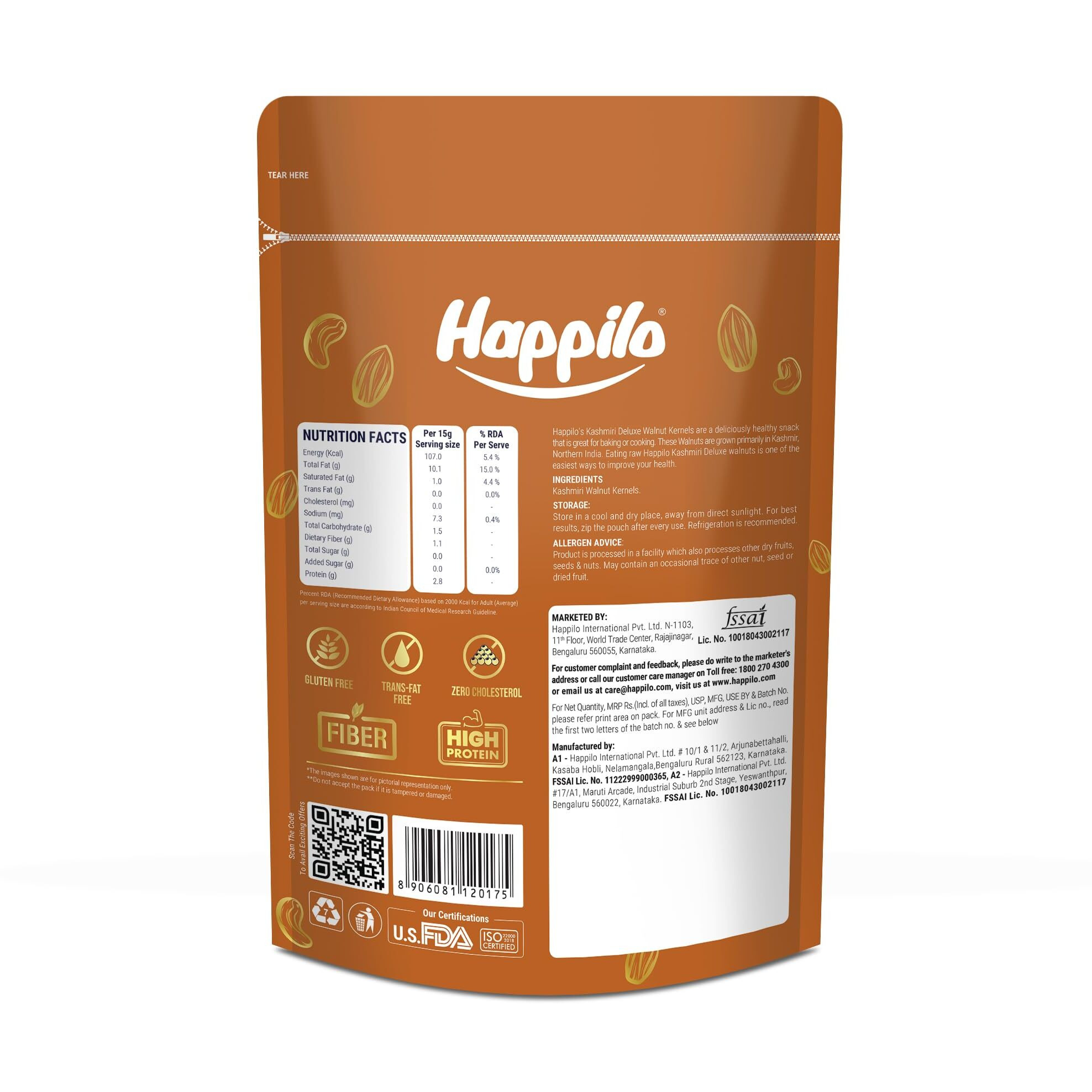 Happilo Premium 100% Natural Deluxe Kashmiri Walnut Kernels 400g | Fresh & Unsalted Akhrot Giri | Quick Dry Fruit for Snacking | Rich in Antioxidant & Iron