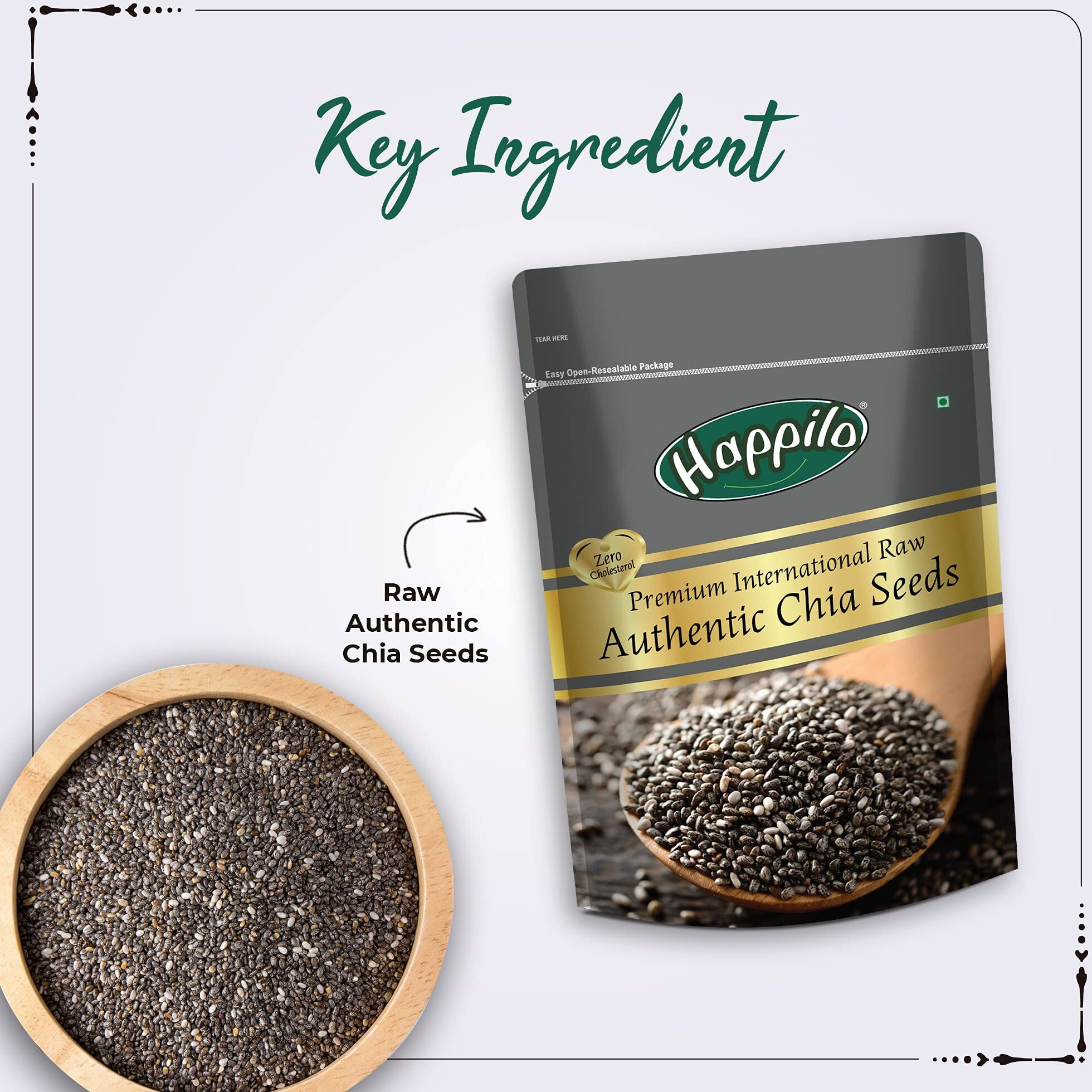 Happilo Premium Raw Authentic Chia Seeds 250g (Pack of 2)