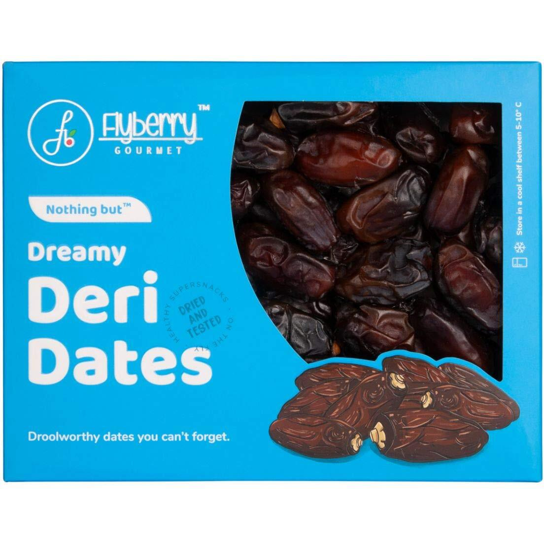 Flyberry Gourmet Deri Dates (Khajoor/Khajur) 1kg | 100% Natural | Rich in Calcium, Iron and Potassium | Instant Energy