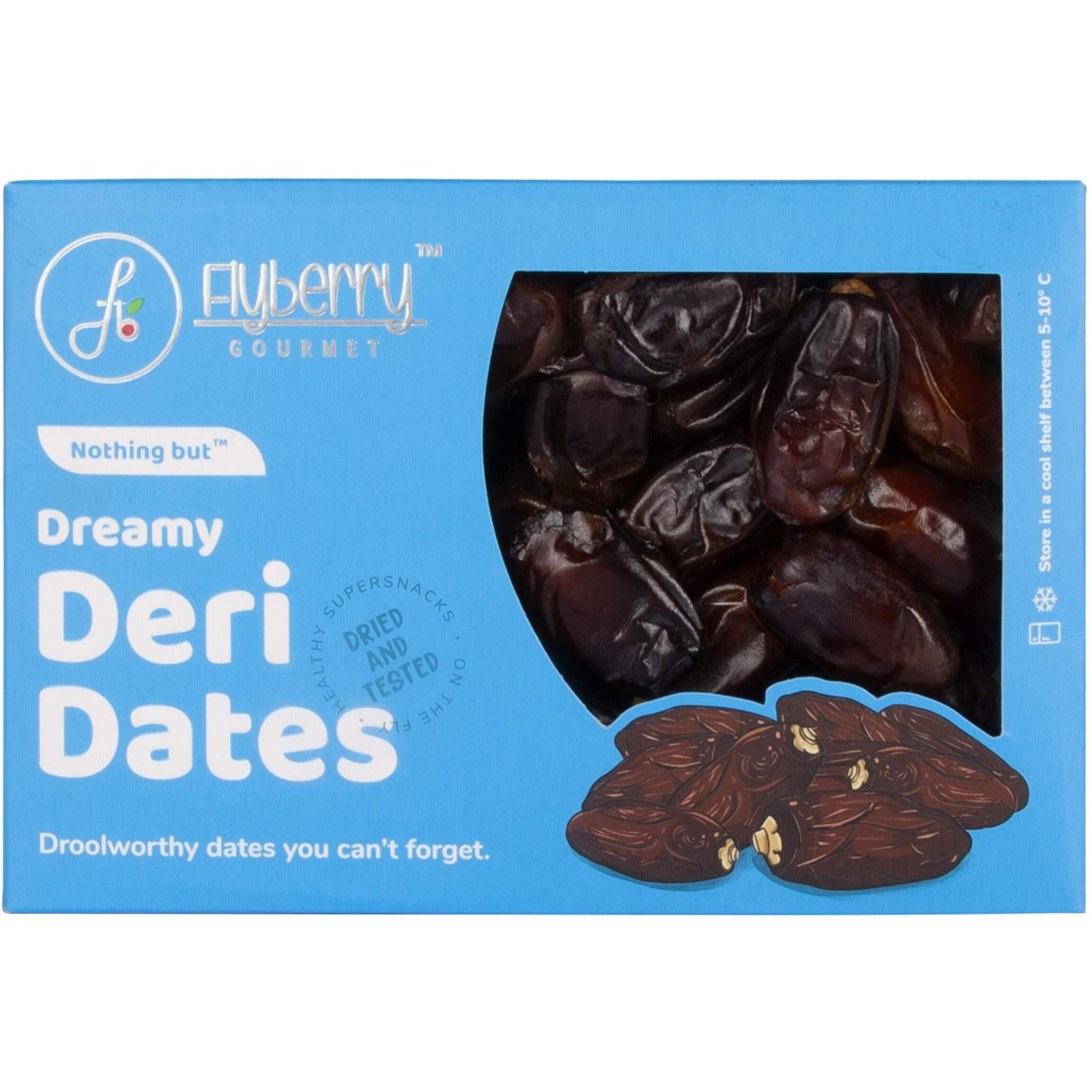 Flyberry Gourmet Deri Dates (Khajoor/Khajur) 400g | 100% Natural | Rich in Calcium, Iron and Potassium | Instant Energy