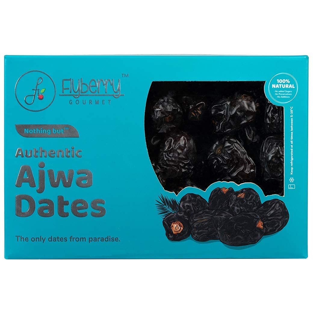 Flyberry Gourmet Ajwa Dates (Khajoor/Khajur) 800g | 100% Natural | Rich in Calcium, Iron and Potassium | Instant Energy