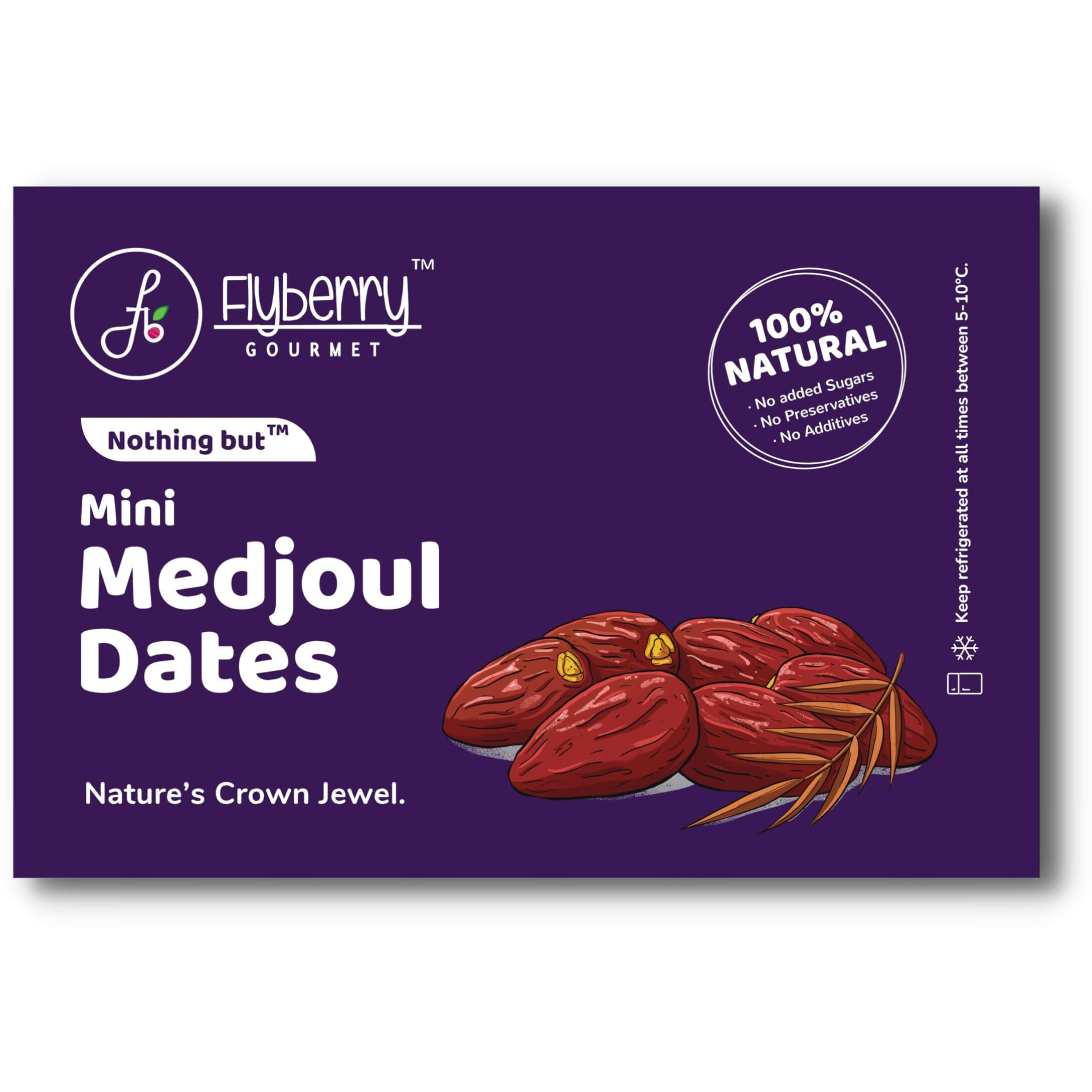 Flyberry Gourmet Mini Medjoul/Medjool Dates (Khajoor/Khajur) 125g | 100% Natural | Rich in Calcium, Iron and Potassium | Instant Energy