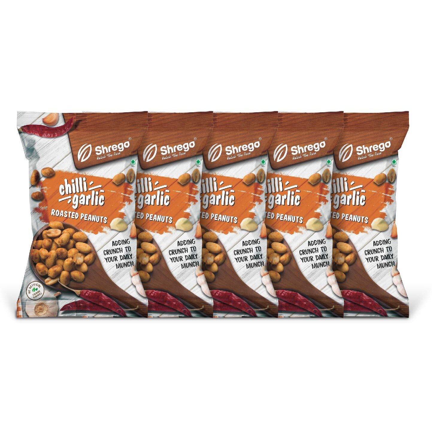SHREGO Chilli Garlic Roasted Peanuts 700G (5X140G) (Pack of 5)