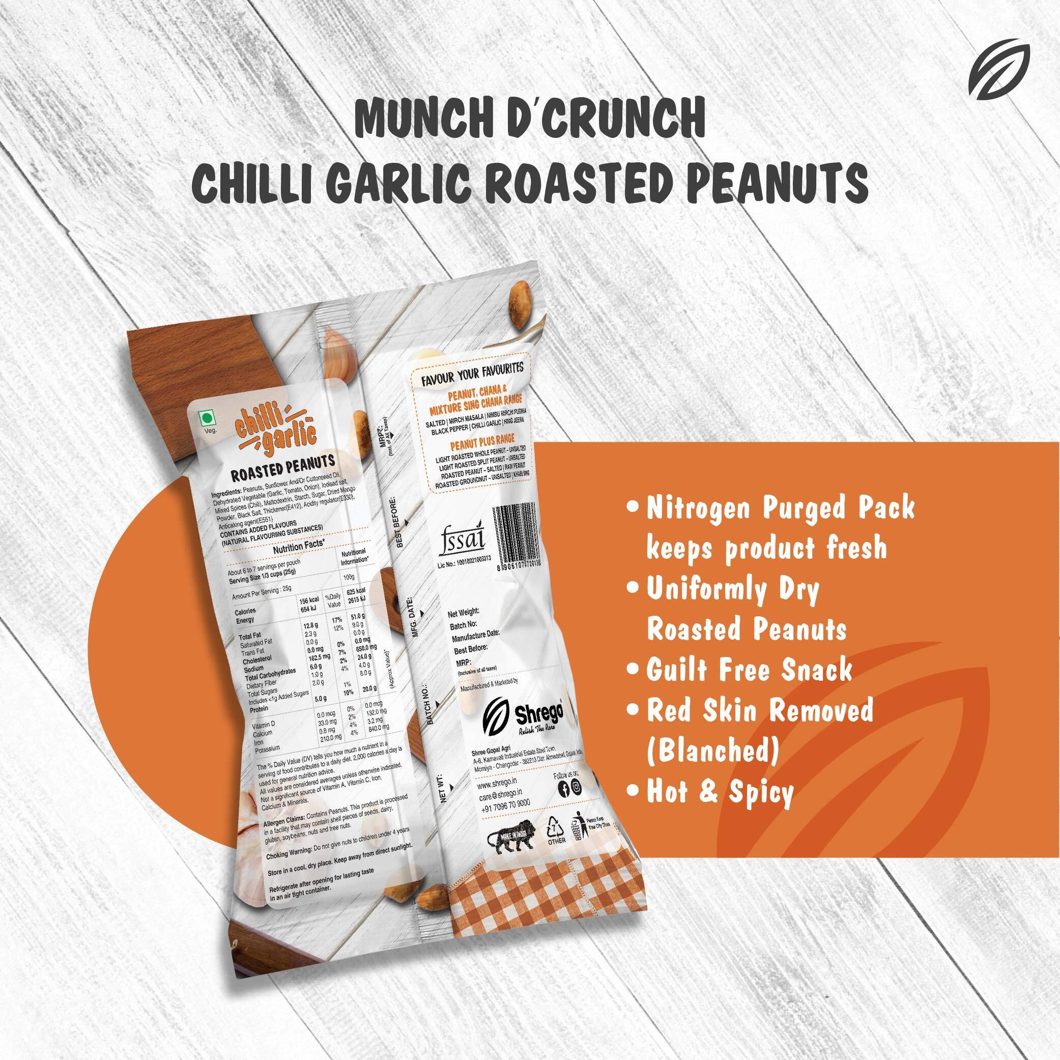 SHREGO Chilli Garlic Roasted Peanuts 700G (5X140G) (Pack of 5)