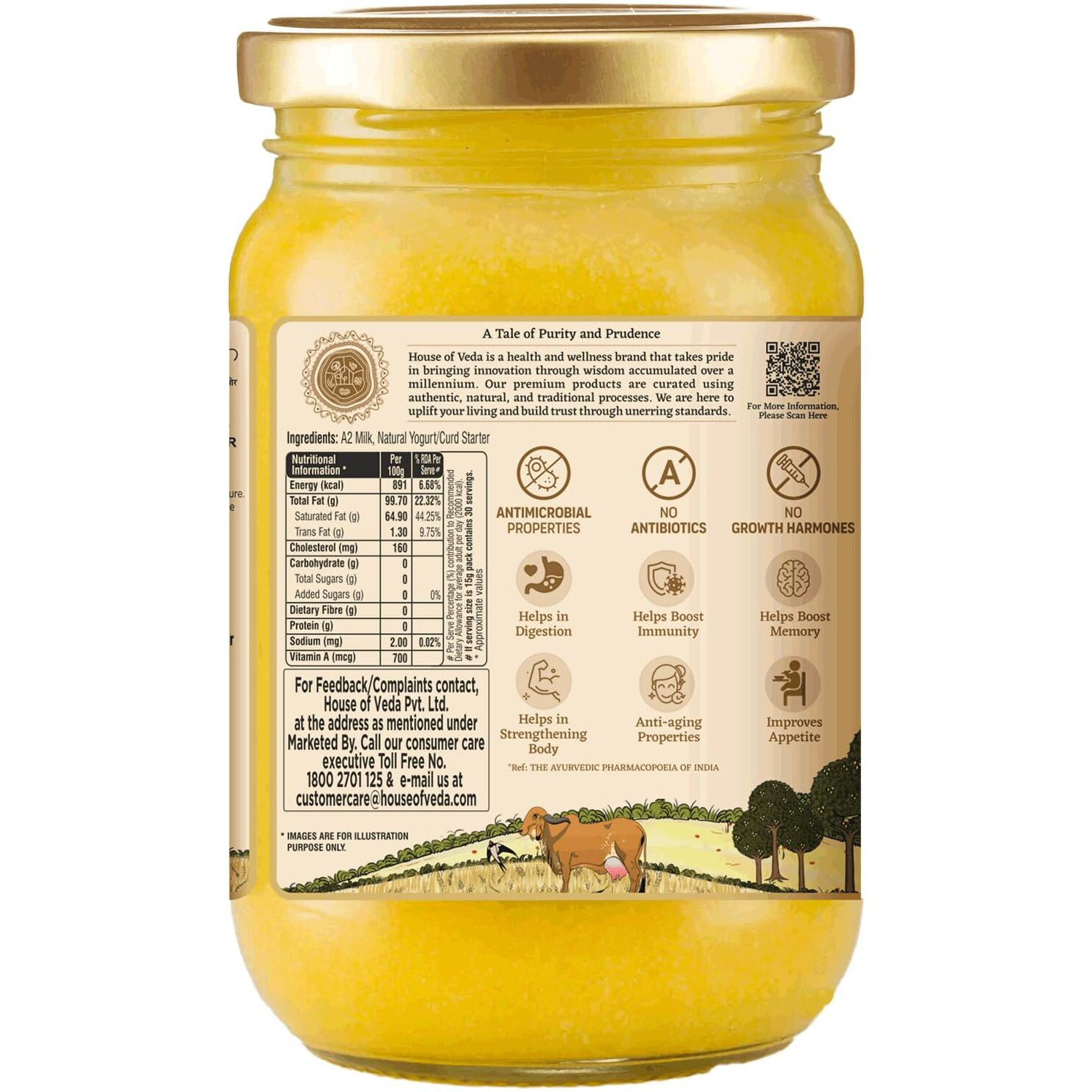 Gir Cow Desi Ghee, 500ml, Made With Pure A2 Milk | Traditional Bilona Method