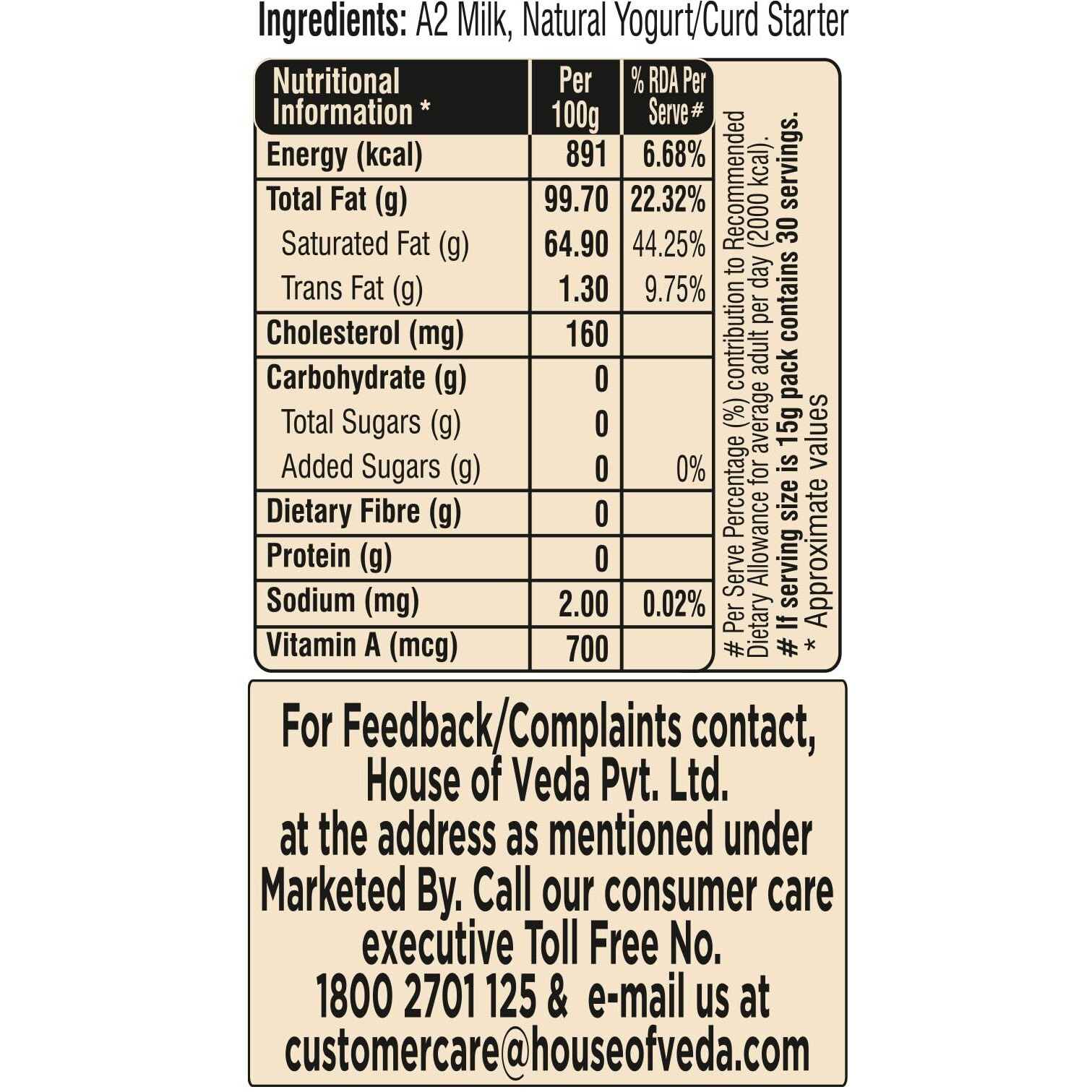 Gir Cow Desi Ghee, 500ml, Made With Pure A2 Milk | Traditional Bilona Method