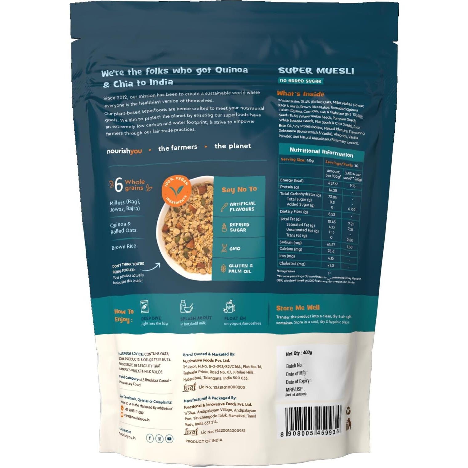Nourish You Quinoa Muesli Nuts, 375g