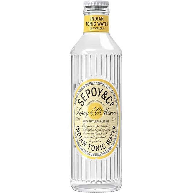 Sepoy & Co. Indian Tonic Water (Pack of 12 X 200ml) | Premium G&T Mixer | Low Calorie Flavoured Drink | 100% Natural Ingredients