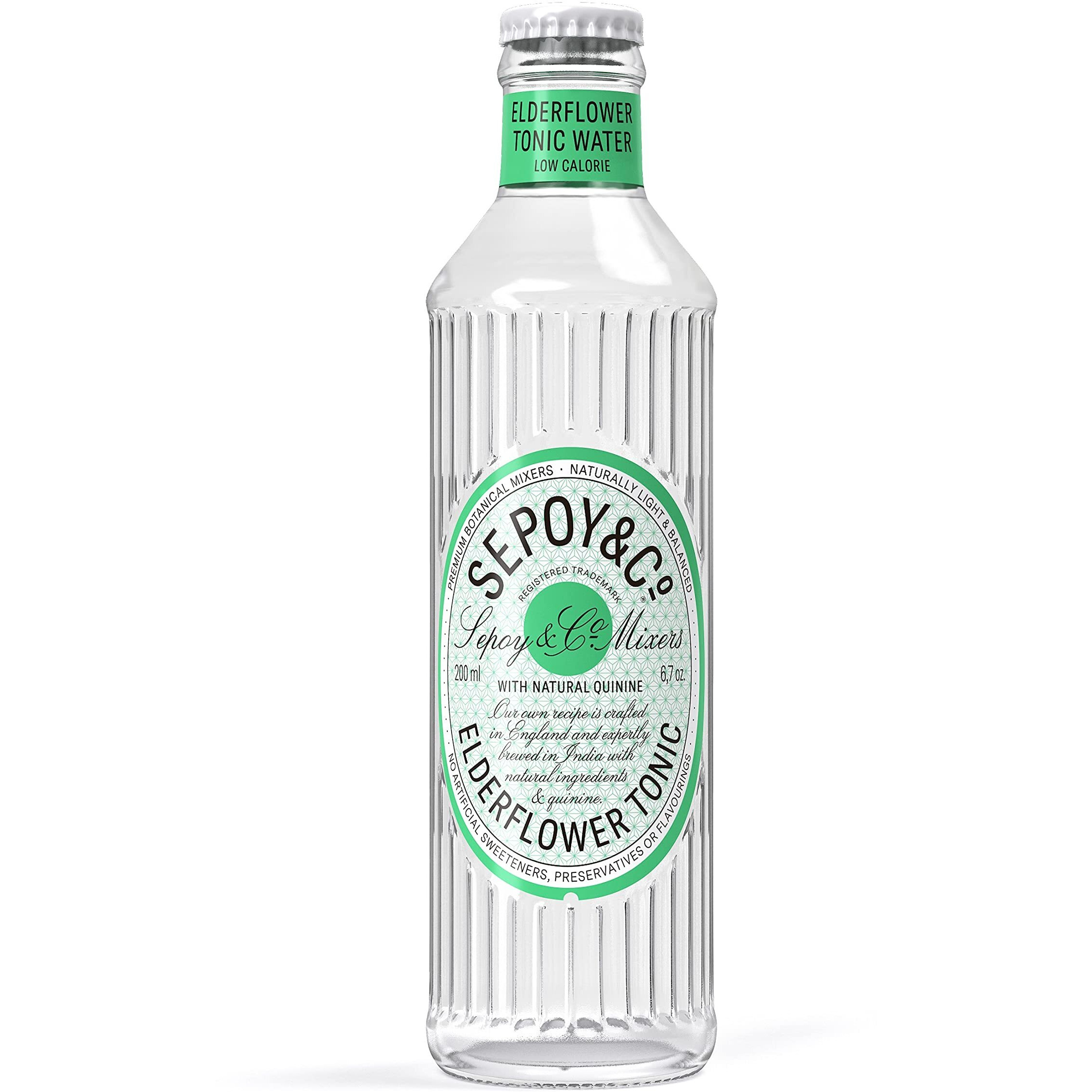 SEPOY & CO. Elderflower Tonic Water (Pack Of 12 X 200Ml)|Premium Floral Beverage|Low Calorie|Aerated Flavored Beverage|100% Natural Ingredients