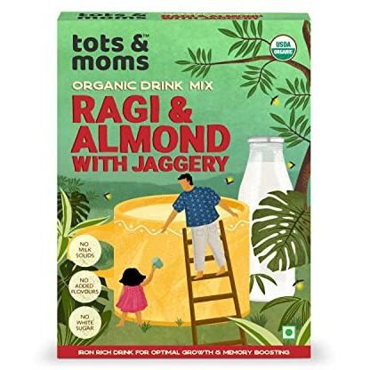 TOTS AND MOMS Foods Ragi & Almond Drink Mix With Jaggery | No Sugar Or Milk Powder, Wholesome & Nutritious Drink For Kids & Adults-200G