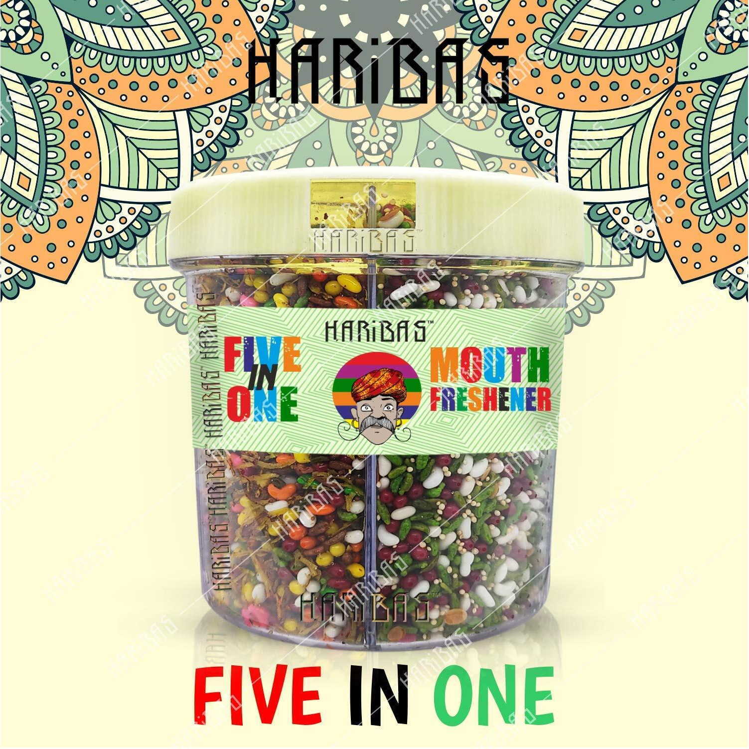 HARIBAS Mukhwas Mouth Freshener 5 in 1, 300GM with Sauf Mouth freshener, Green Saunf Mukhwas , Punjabi Mukhwas , Khas Chandan Mukhwas, Paan Mukhwas and Colorful Sauf | Premium Mukhwas Mouth Freshener