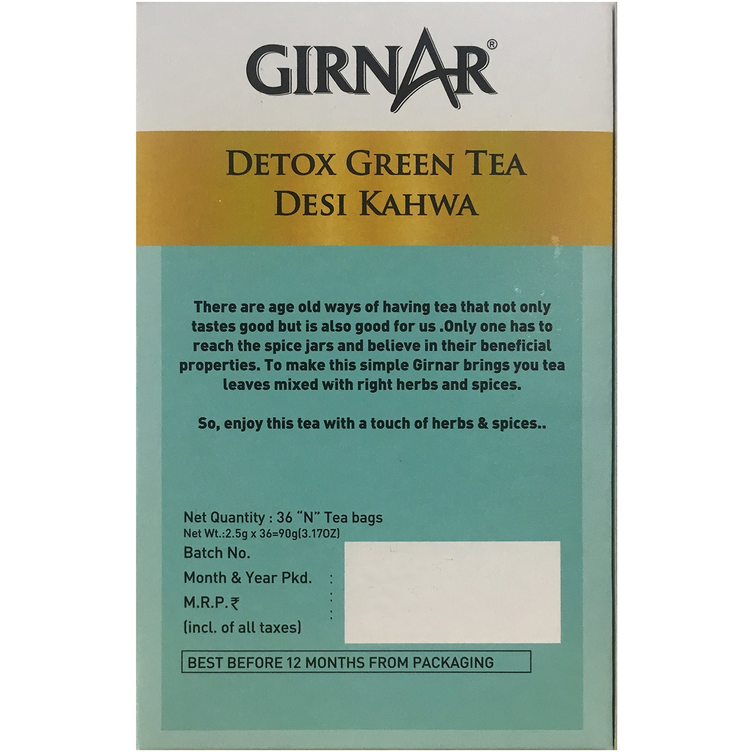 Girnar Detox Green Tea, 1080 Grams (Combo of 12)