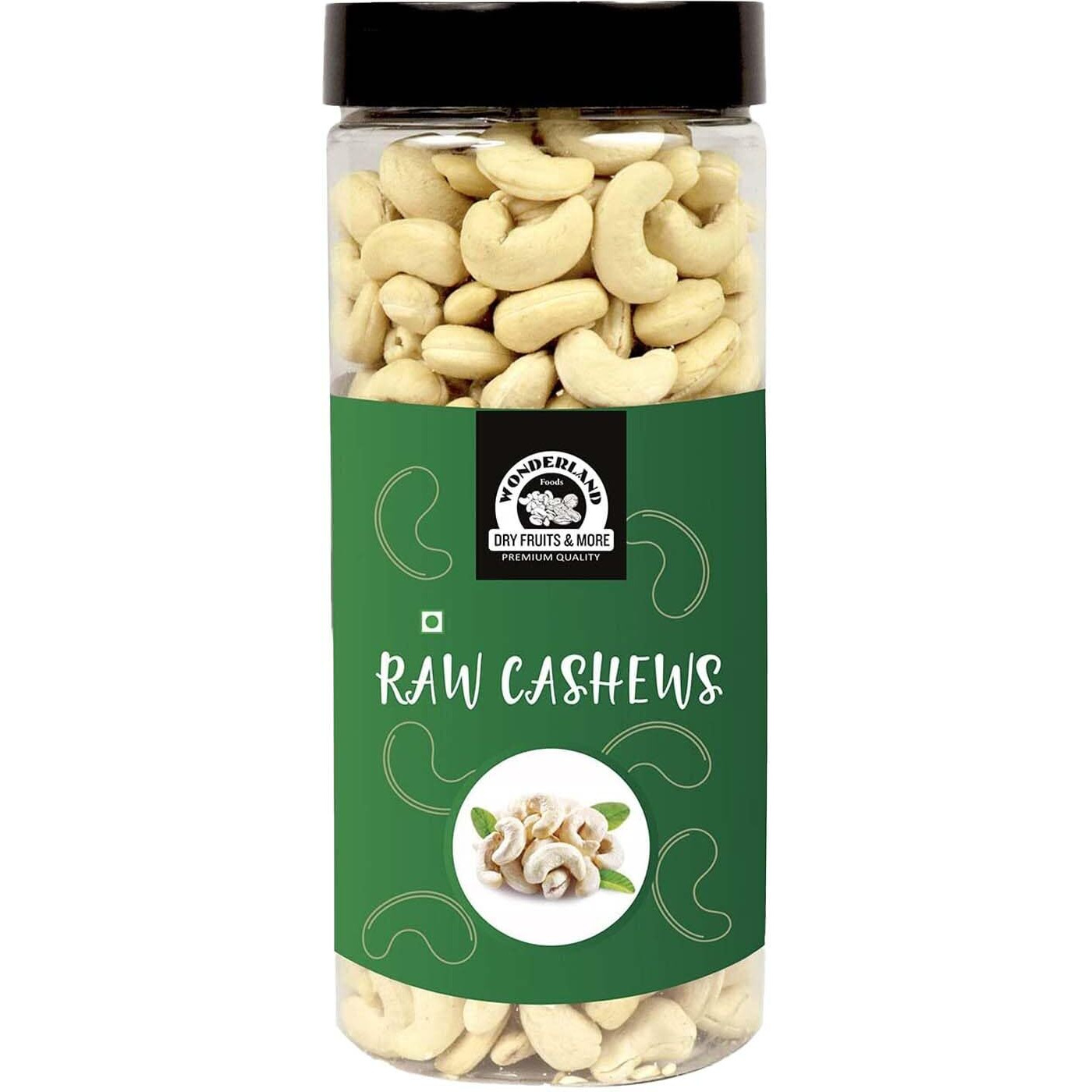 Wonderland Foods Whole Cashew (Kaju) W400-Grade 500G Jar | Dry Fruit Whole Cashews W400 | Whole Cashew Nut | Gluten & GMO-Free | Delicious & Healthy Nuts